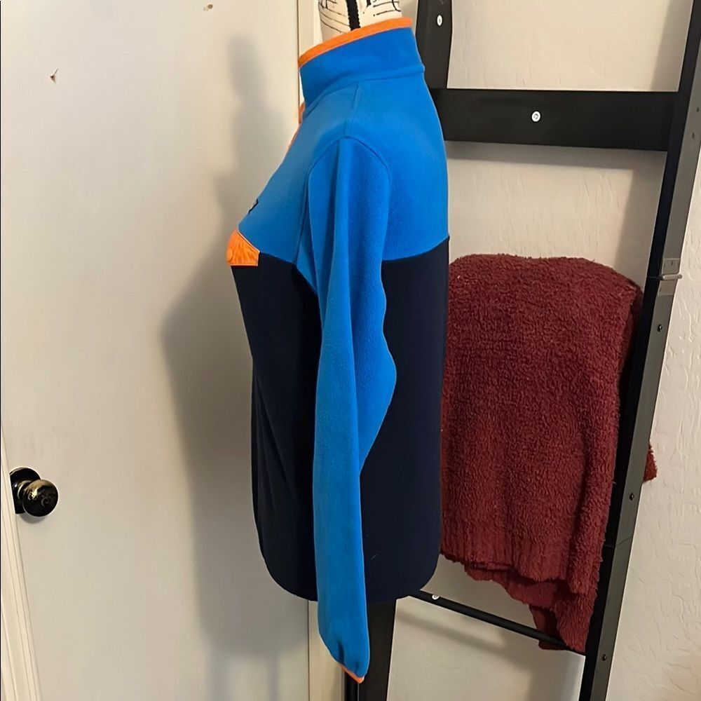 SOLD Patagonia Synchilla Blue Orange Fleece Snap Front Button Jacket Gorpcore - Picture 5 of 12